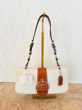 vintage NWT Coach White Soho flap leather w/Buckle Y2K Shoulder 9739
